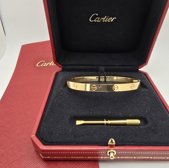 Cartier Jewelry - Authentic Cartier Love Bracelet Classic 18K Yellow Gold Sz 20, Box and receipt